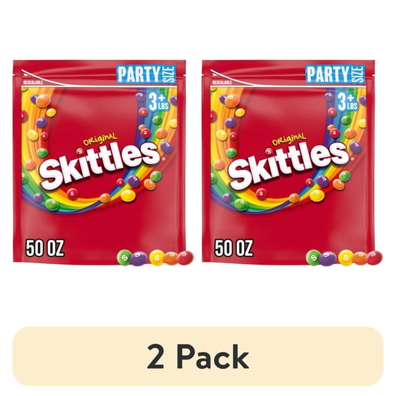 (2 pack) Skittles Original Chewy Candy Party Size, 50 oz Bag