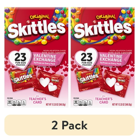 (2 pack) Skittles Original Fun Size Valentine's Day Exchange Chewy Candy - 23 Ct Box