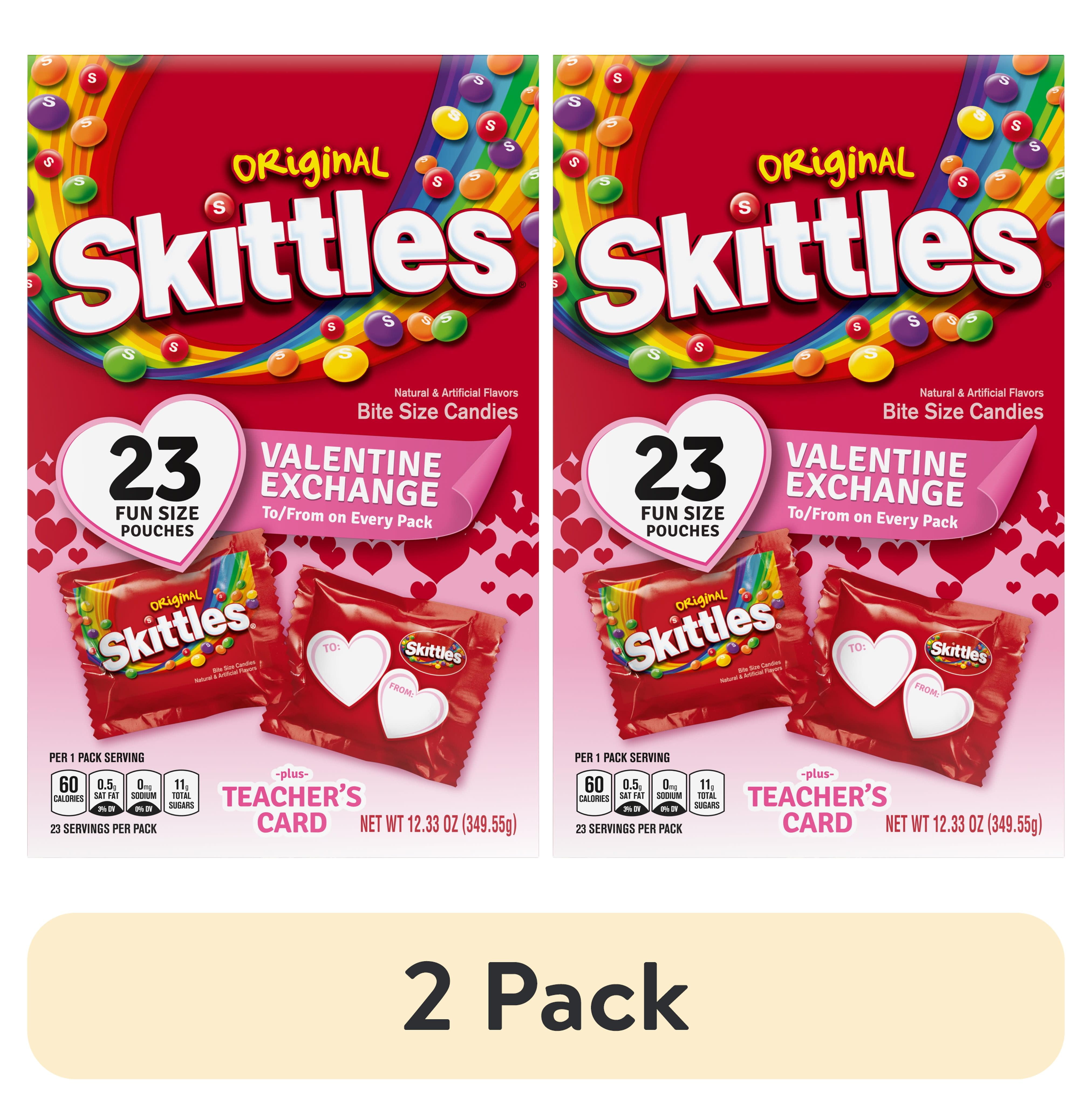 (2 pack) Skittles Original Fun Size Valentine's Day Exchange Chewy Candy - 23 Ct Box