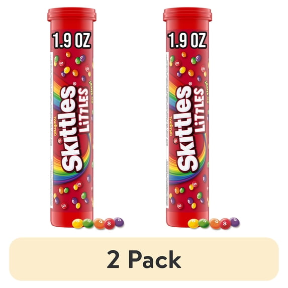 (2 pack) Skittles Littles Original Chewy Candy, Share Size, 1.9 oz Mega Tube