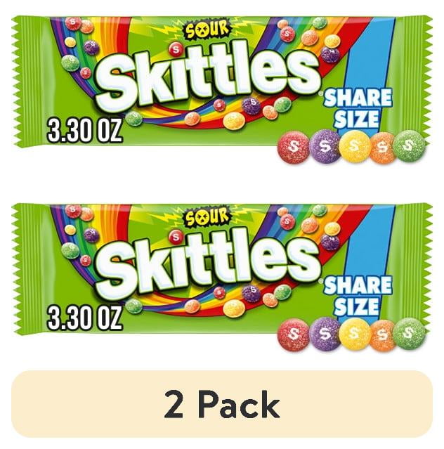 (2 pack) Skittles Sour Candy, Fruit Candies Share Size - 3.3 oz Bag