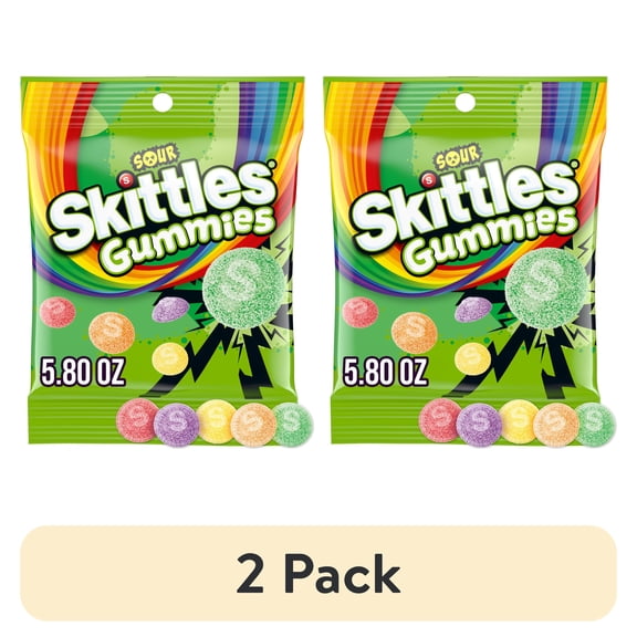 (2 pack) Skittles Sour Gummies, Sour Gummy Candy - 5.8 oz Bag