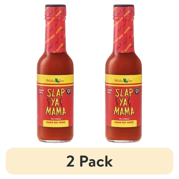 (2 pack) Slap Ya Mama Cajun Hot Sauce, 5 fl oz Glass Bottle – Louisiana-Style Pepper Sauce for Everyday Meals