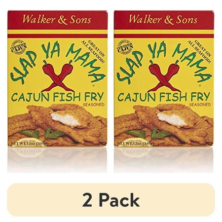 (2 pack) Slap Ya Mama Louisiana Style Cajun Fish Fry, 12 oz Box, Shelf-Stable Seasoned Seafood Breading Mix