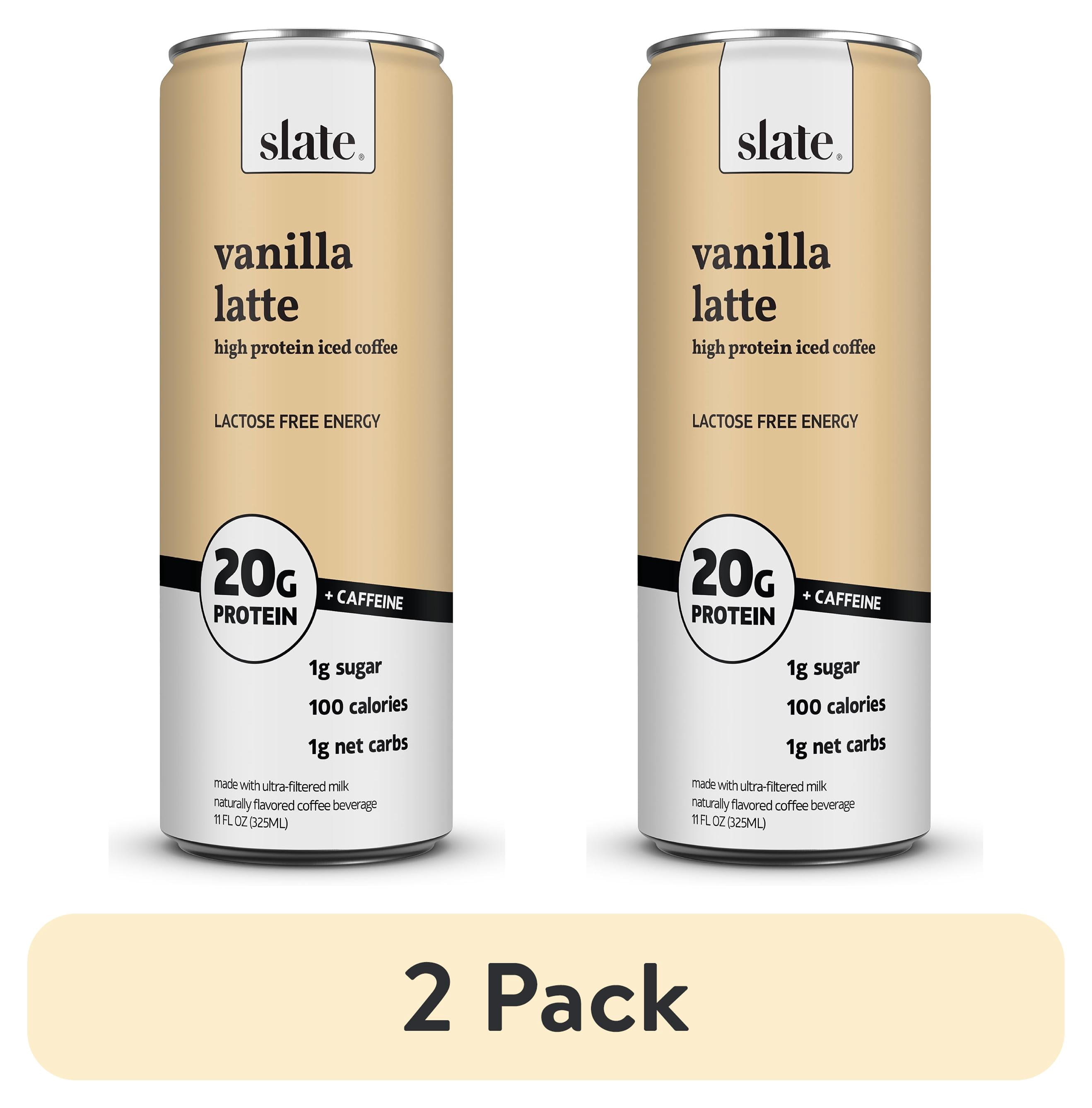 2 pack) Slate Milk Vanilla Latte, High Protein Iced Coffee, 20g