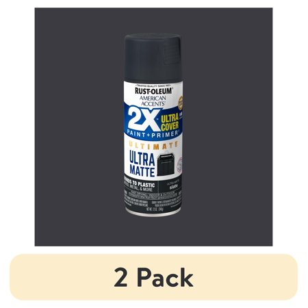 (2 pack) Slate, Rust-Oleum American Accents 2X Ultra Cover Ultra Matte Spray Paint-328399, 12 oz