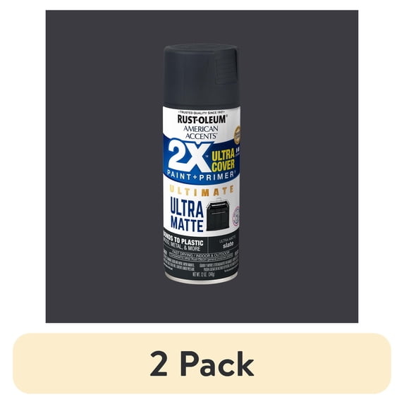 (2 pack) Slate, Rust-Oleum American Accents 2X Ultra Cover Ultra Matte Spray Paint-328399, 12 oz