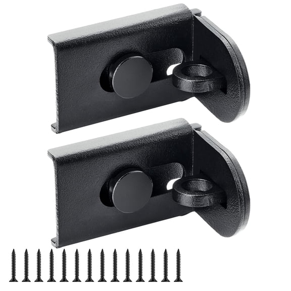 2 pack Sliding Door Lock, 90 Degree Door Hasp Latch Lock, Stainless Steel Security Right Angle Padlock with Screws for Push/Sliding/Barn Doors (black, small)