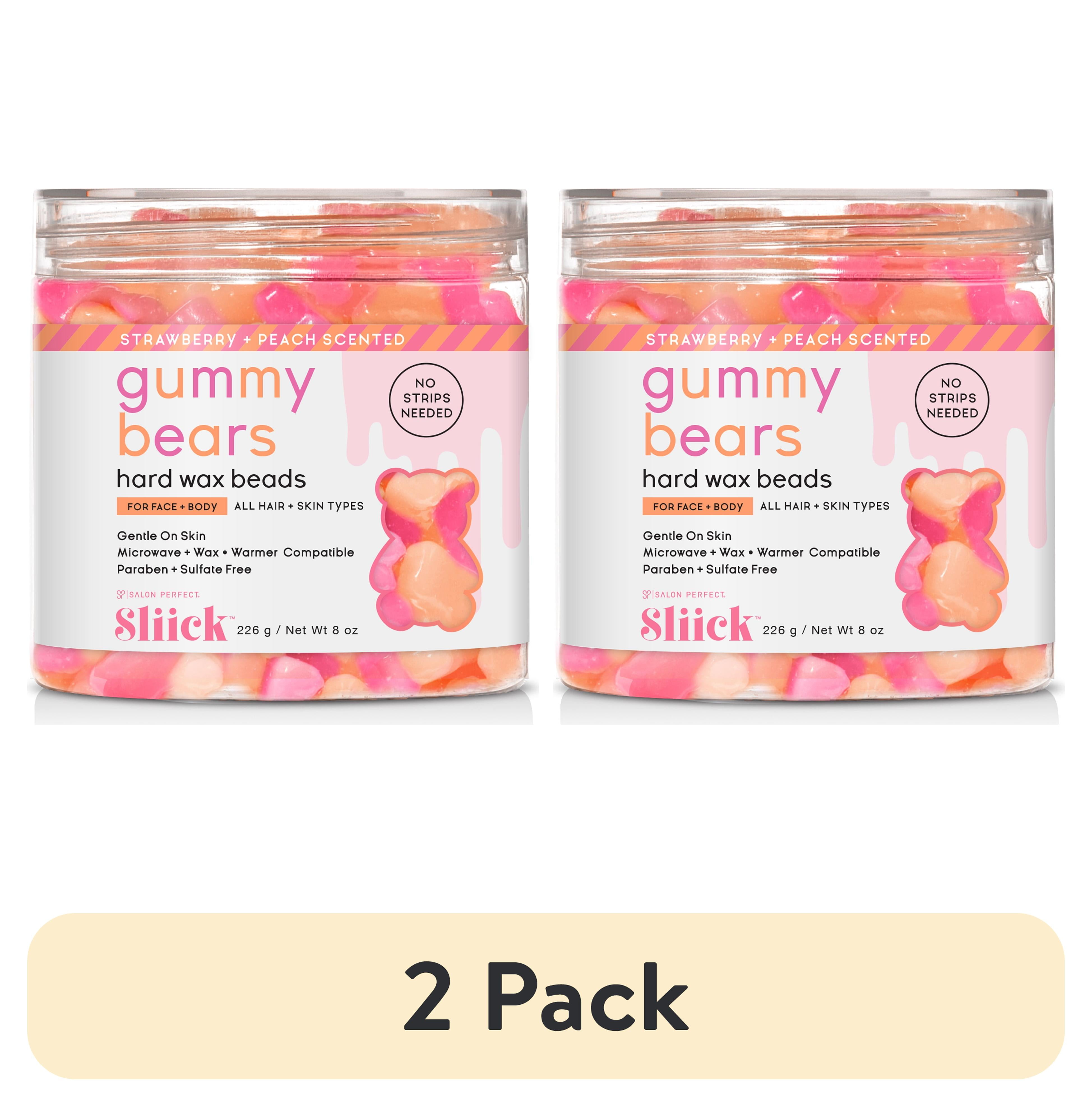(2 pack) Sliick Gummy Bear Hard Wax Beads, at Home Waxing, For Face and Body, 8 oz