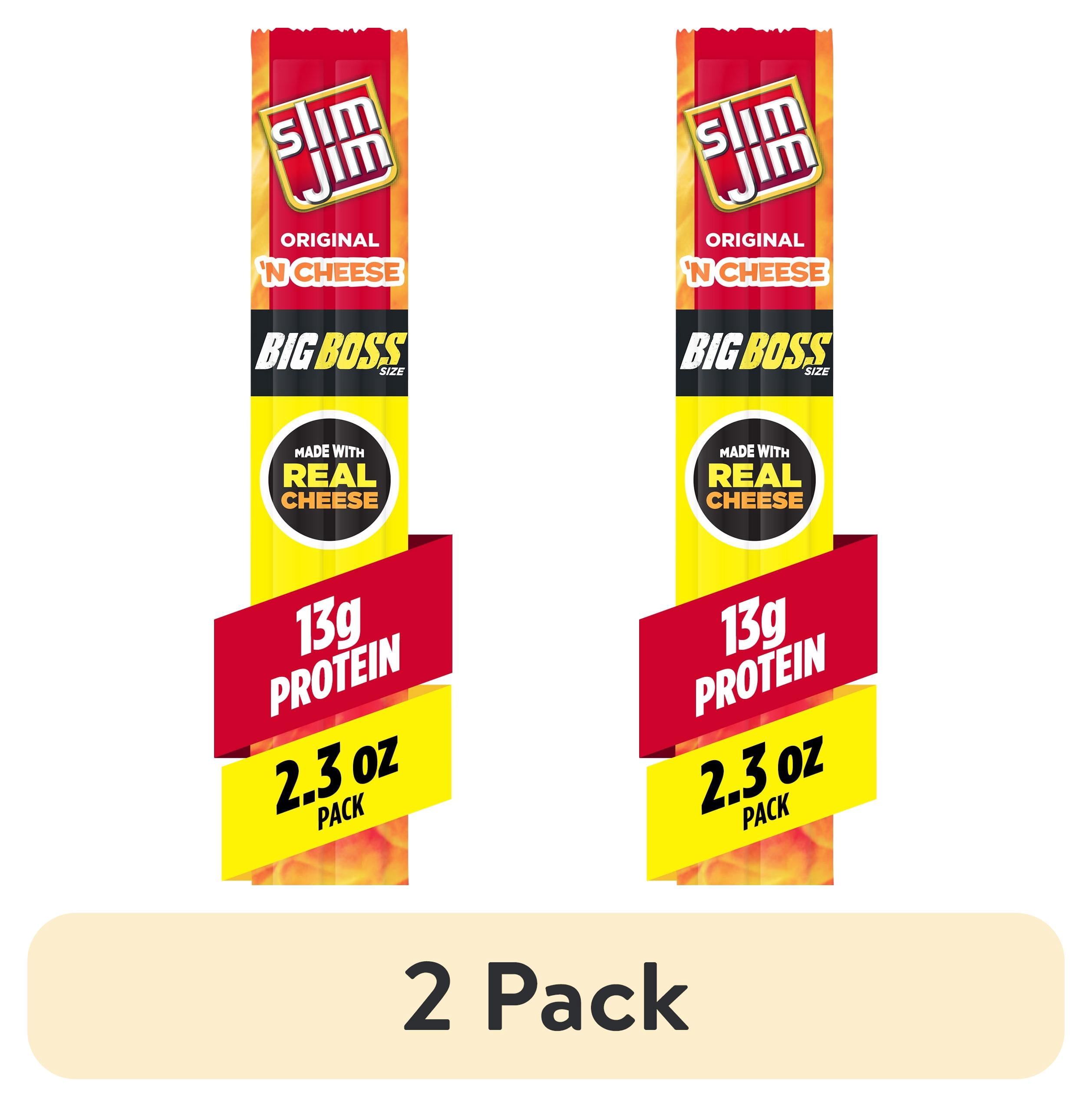 (2 pack) Slim Jim Beef 'N Cheese Smoked Meat Sticks, Original Flavor, High Protein, 2.3 oz.