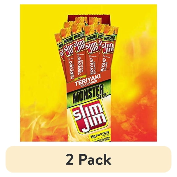 (2 pack) Slim Jim Monster Smoked Meat Stick, Teriyaki | 18-Count