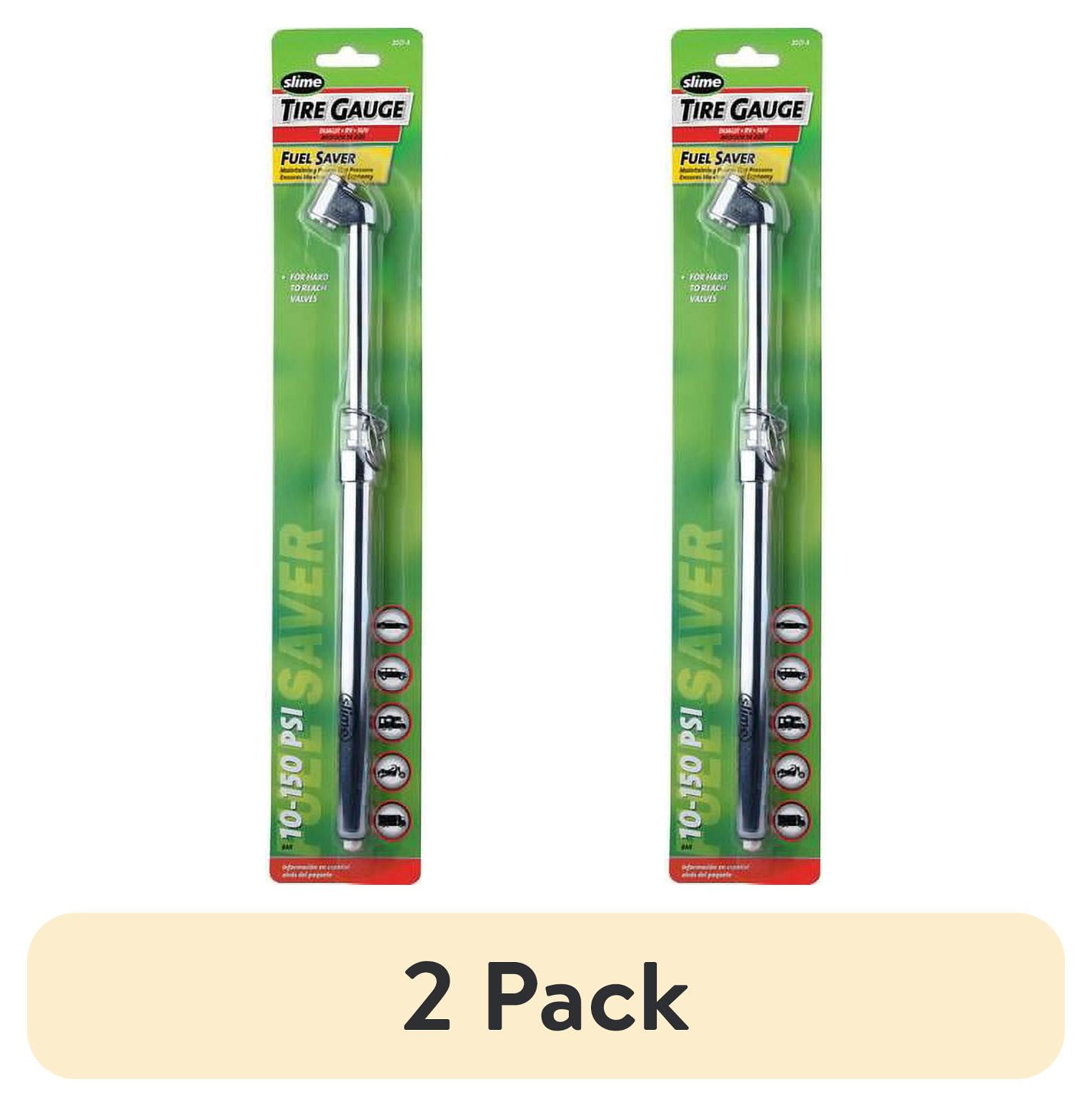 (2 pack) Slime 10-150 Psi Dual Head Truck and SUV Pencil Tire Gauge Silver 14" for Multiple Vehicles - 2021a