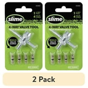 (2 pack) Slime 4way Valve Core Tool & 4 Replacement Valve Cores