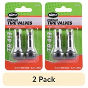 (2 pack) Slime Chrome Tubeless Tire Valves TR413 Metal and Rubber - 2078w