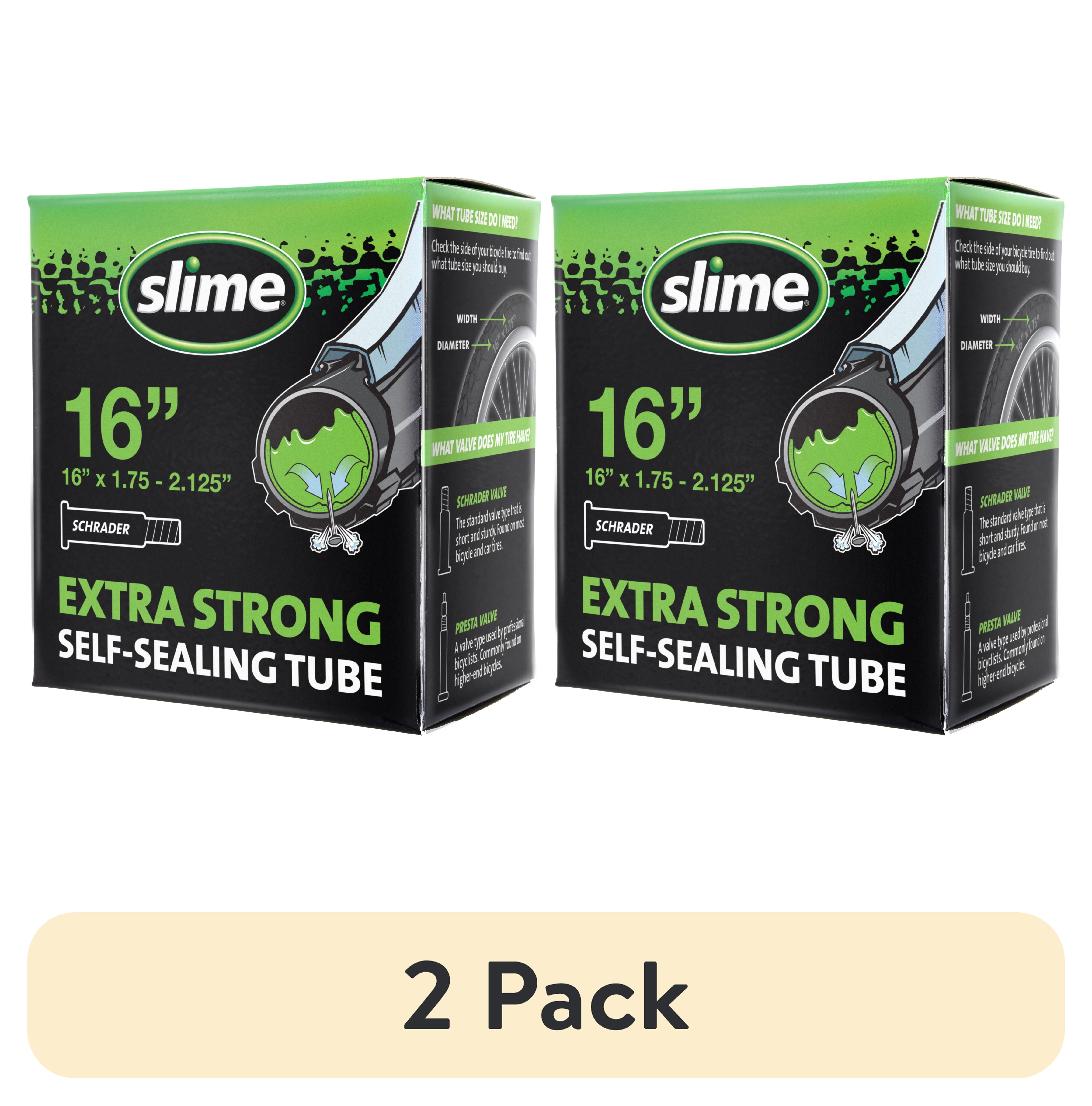 (2 pack) Slime Extra Strong Self-Sealing Bicycle Tube Schrader Valve 16" x 1.75-2.125"