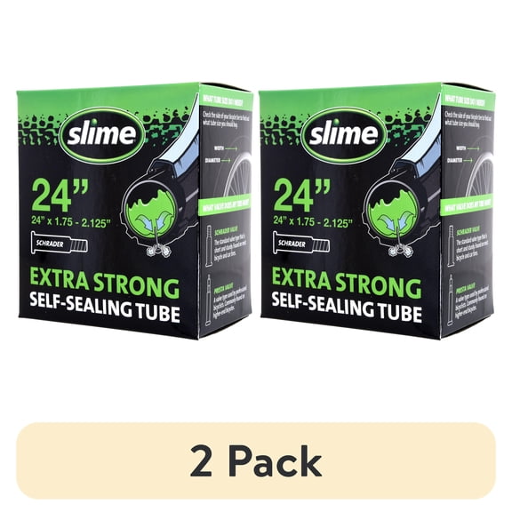 (2 pack) Slime Extra Strong Self-Sealing Bicycle Tube Schrader Valve 24" x 1.75-2.125"