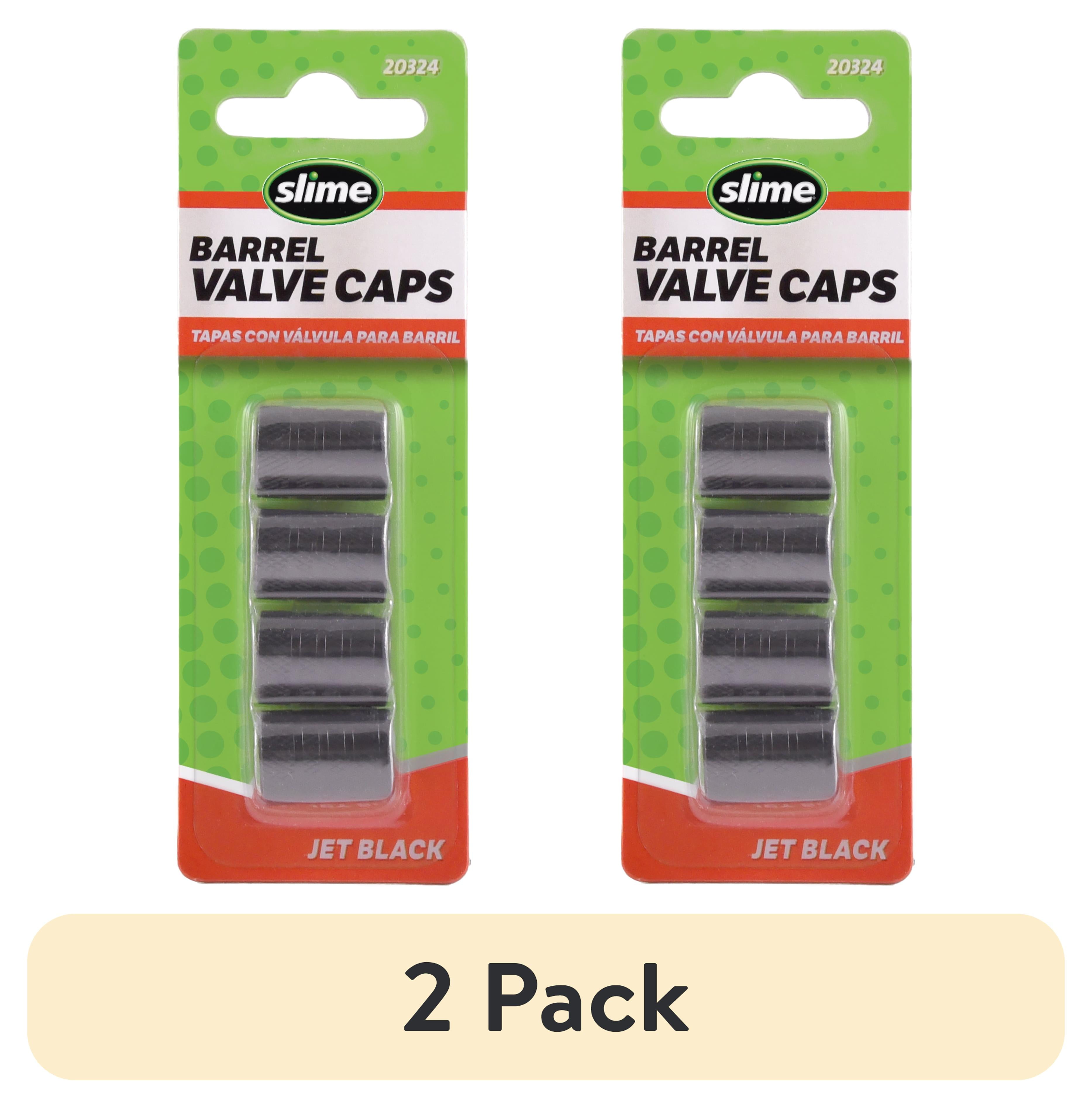 (2 pack) Slime Replacement Metal Barrel Valve Stem Caps, Black - 20324