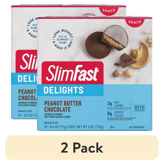(2 pack) Slimfast Delights Peanut Butter Chocolate Snack Cup 10ct