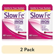 2 pack Slow Fe Iron Supplement for Iron Deficiency Slow Release Tablets, 45 mg, 60 Count