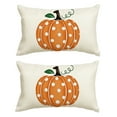 thumbnail image 1 of (2 pack) Sm:)e 12 x 20 Fall Pillow Cover Polka Dots Pumpkin Decorative Outdoor Cushion Cover, 1 of 8