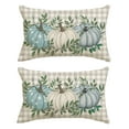 thumbnail image 1 of (2 pack) Sm:)e Fall Thanksgiving Pillow Cover 12x20 Inch - Rustic Farmhouse Style Throw Pillowcase, Blue Pumpkins and Maple Leaves, 1 of 8