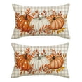 thumbnail image 1 of (2 pack) Sm:)e Fall Pillow Cover 12x20 Inch - Rustic Farmhouse Style Throw Pillowcase, Orange Pumpkins and Maple Leaves, 1 of 8