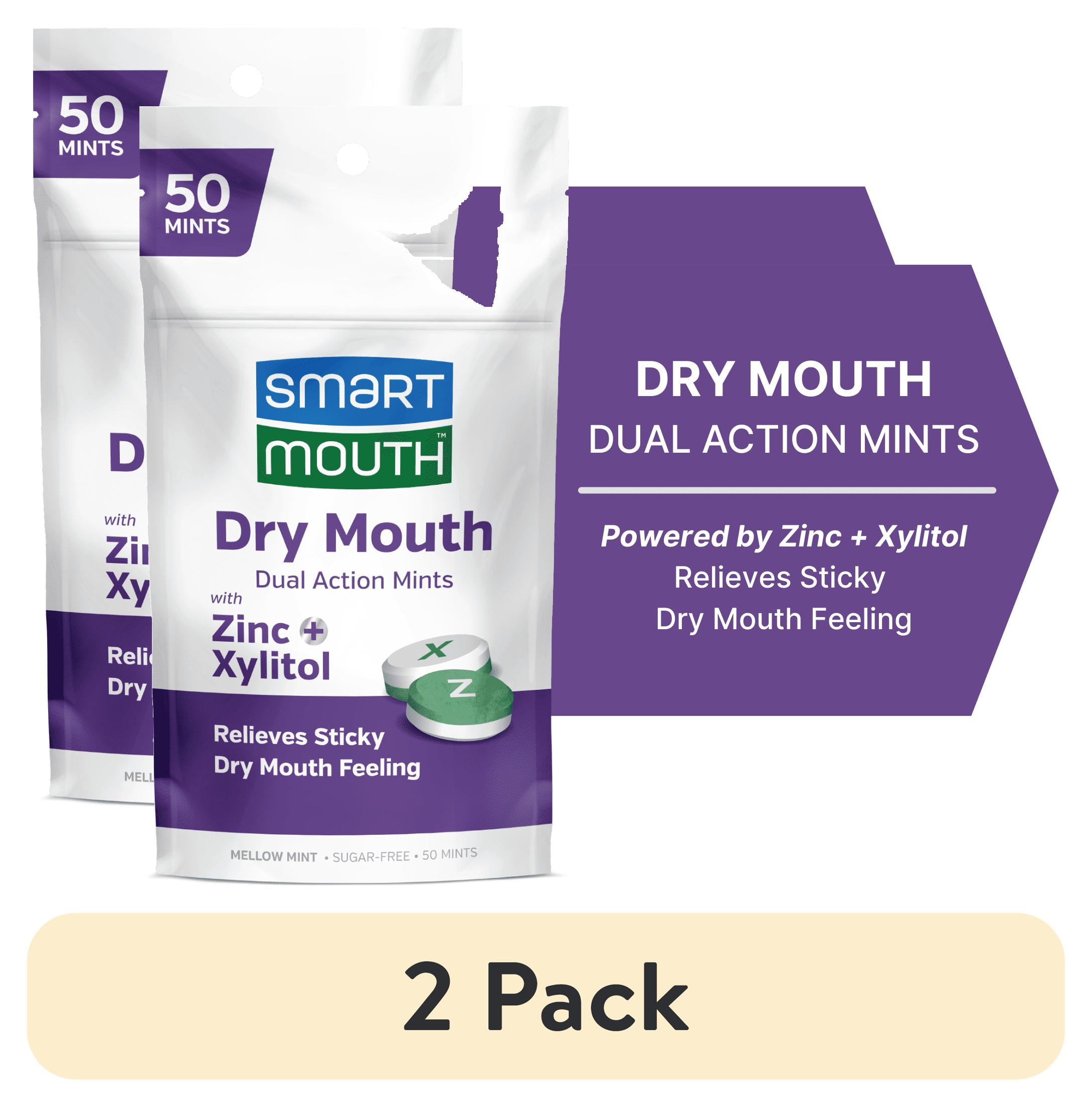 2 pack) Smart Mouth Dry Mouth Dual Action Mints with Zinc +