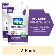 (2 pack) Smart Mouth Dry Mouth Dual Action Mints with Zinc + Xylitol Mellow Mint - 50 Count, Adult