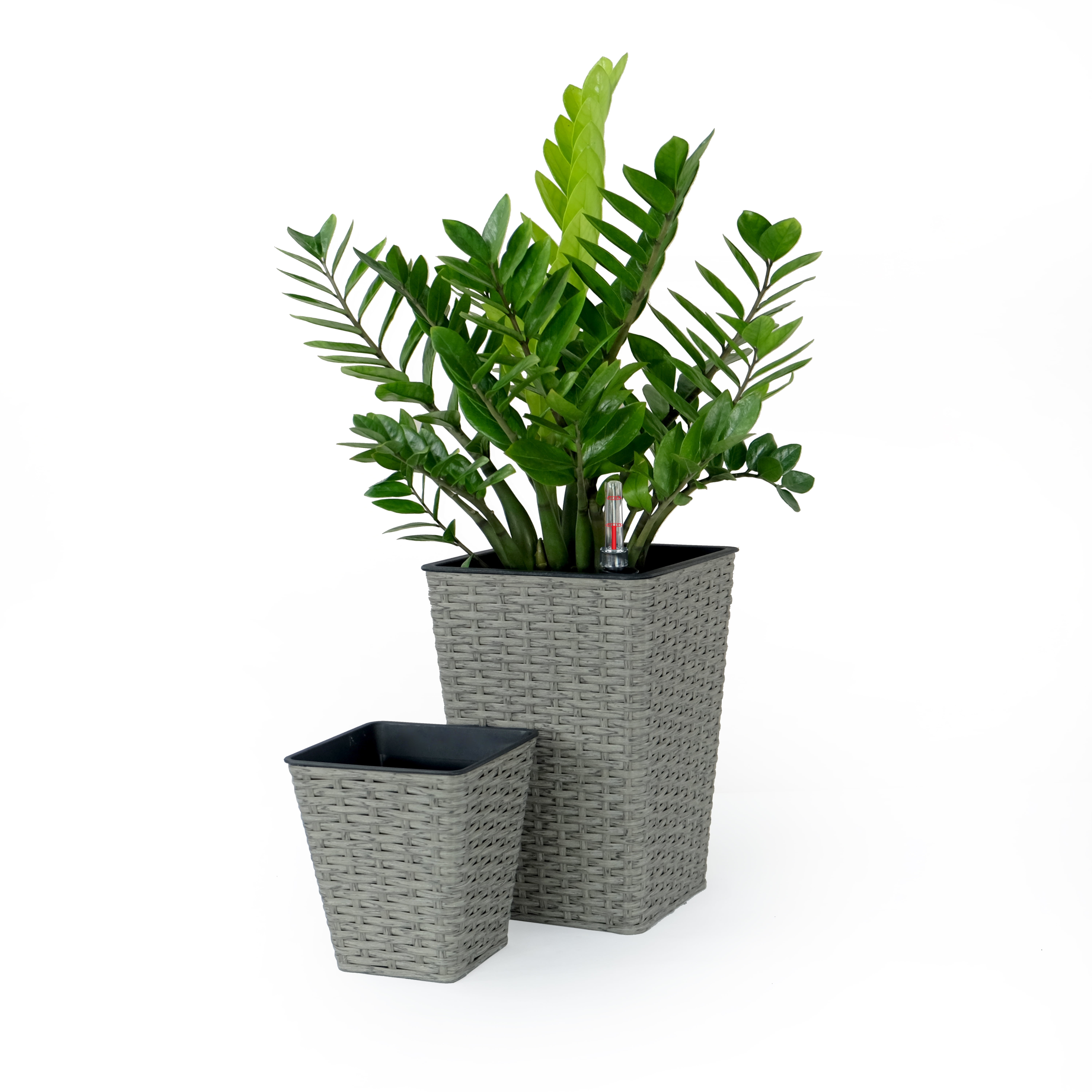 2 pack Smart Self-watering Square Planter for Indoor and Outdoor - Hand Woven Wicker