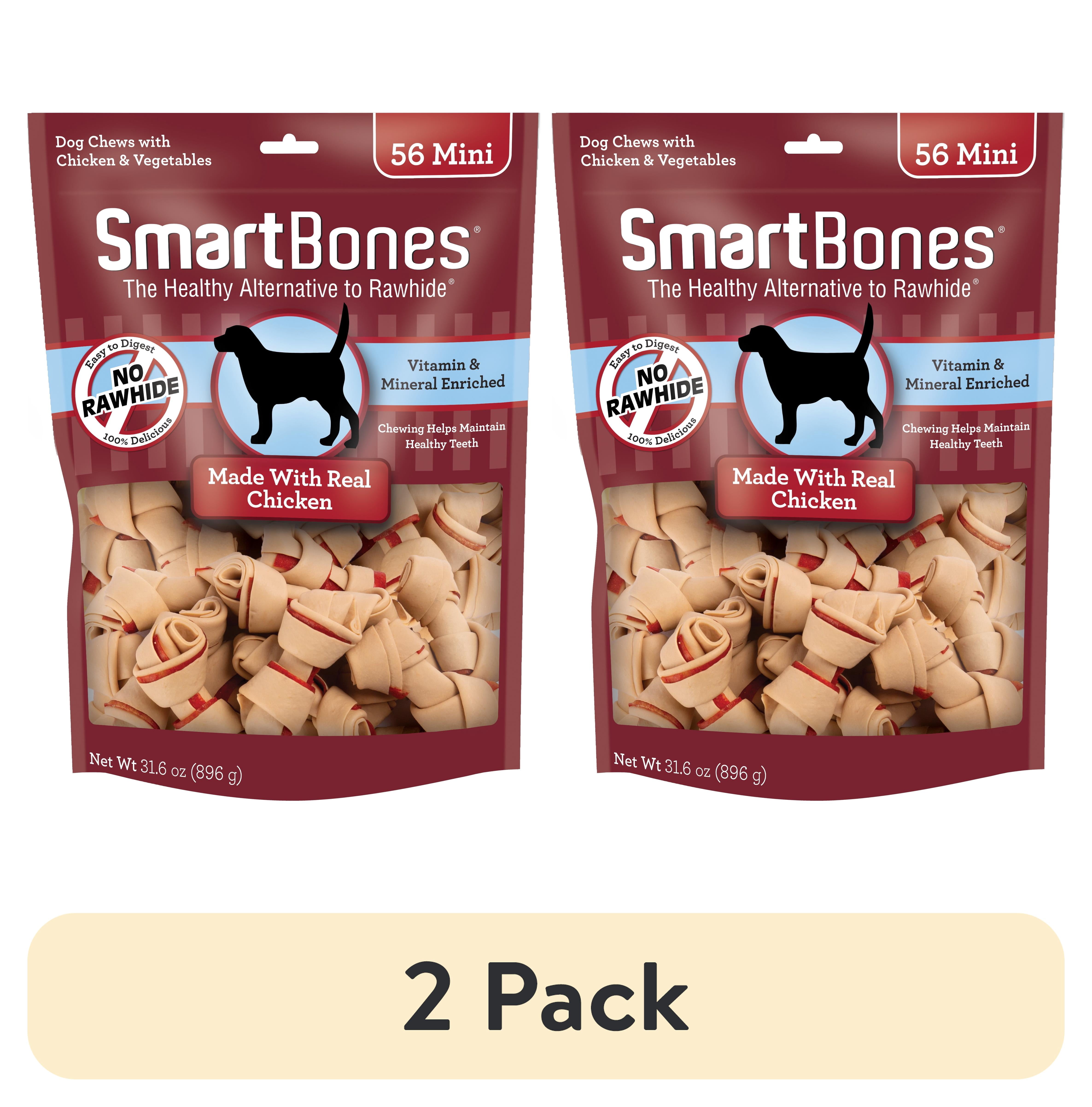 (2 pack) SmartBones Mini Bones with Real Chicken, Rawhide-Free Chews for Dogs, 56 Count