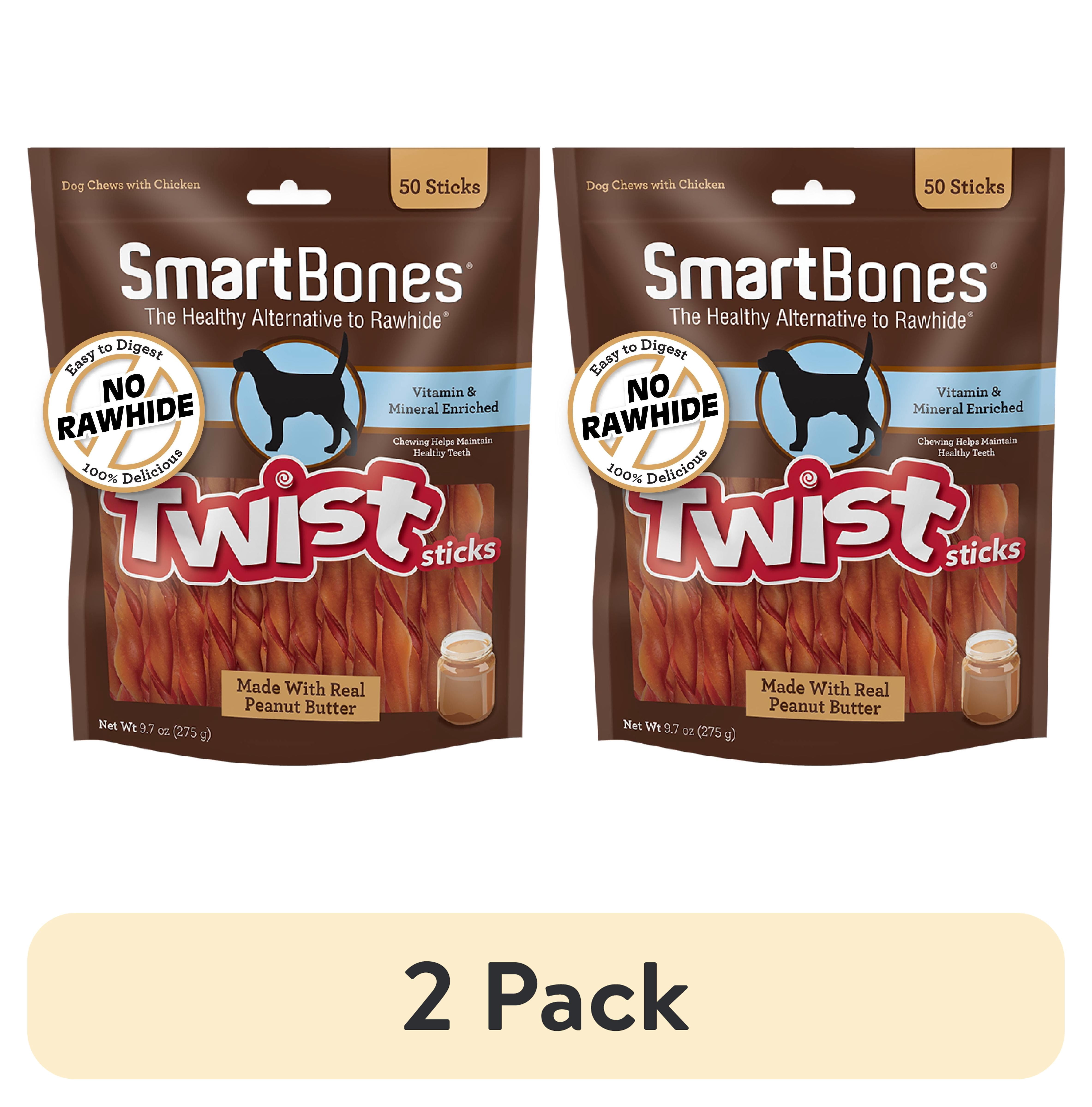 (2 pack) SmartBones Twist Sticks with Peanut Butter, Rawhide-Free Chews for Dogs, 50 Count