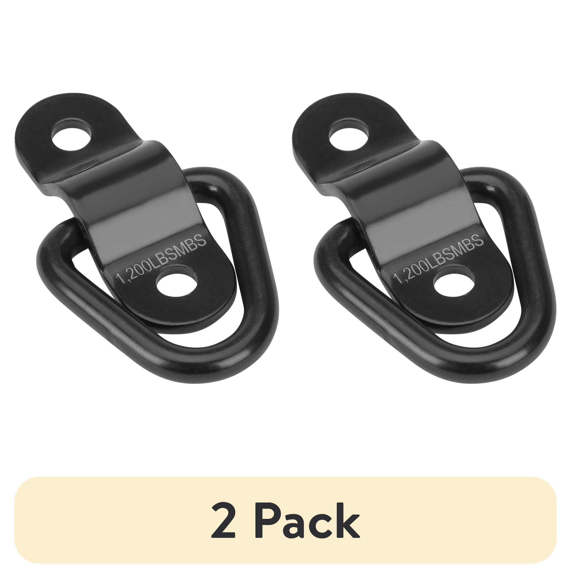 (2 pack) SmartStraps Surface Mount D-Ring, Light Duty, 1/4in Diameter, 1,200lb, 9184, Black 4 Pack