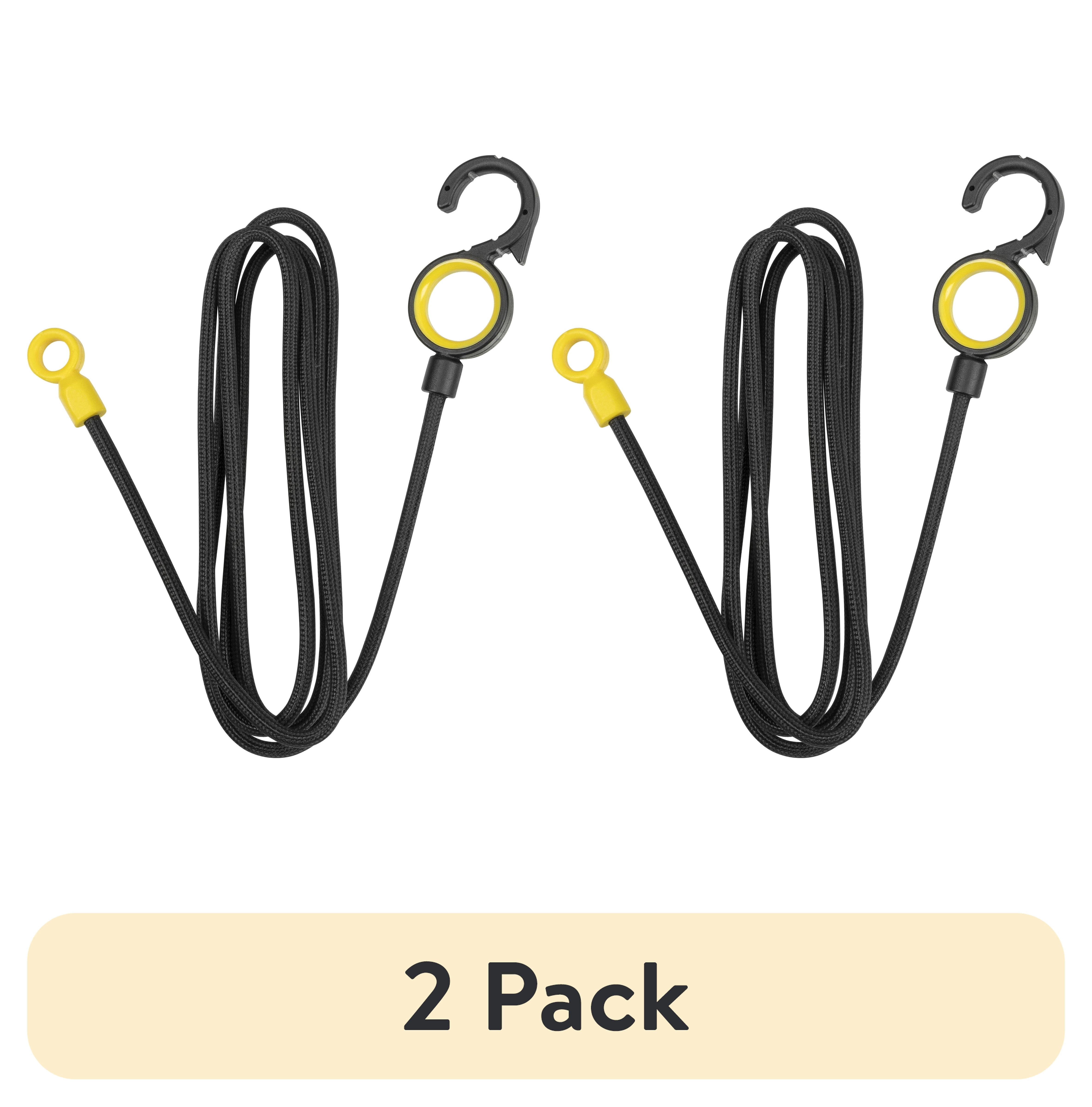 (2 pack) SmartStraps Twisted Goat Hook & Hold Ties, 6 ft, Reusable Bendable Steel with S-Hook, 2-Pack, Yellow