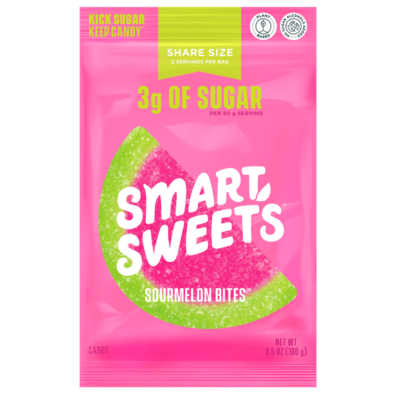 (2 pack) SmartSweets Sourmelon Bites Sour Candy, 3.5 oz Pouch