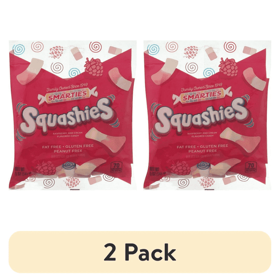 (2 pack) Smarties Squashies, 5 Ounce Bag, Allergen Free Gummy Candy