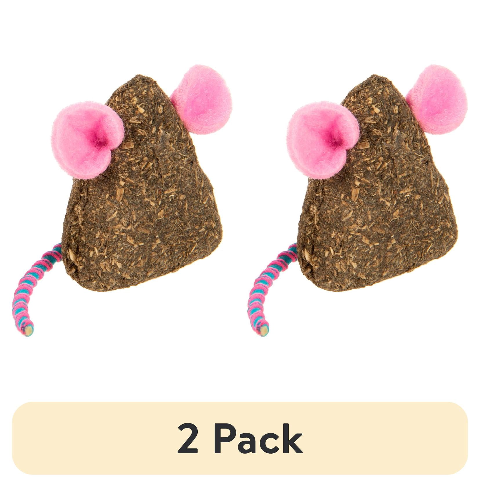 (2 pack) SmartyKat Mousy Mayhem 2-Piece Compressed Catnip Mice Cat Toys, Pink & Orange