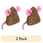 (2 pack) SmartyKat Mousy Mayhem 2-Piece Compressed Catnip Mice Cat Toys, Pink & Orange