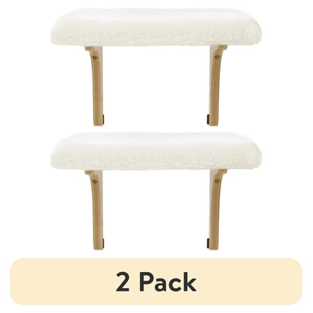 (2 pack) SmartyKat Paw Perch Padded Perch for Indoor Cats & Kittens Up to 15 Pounds, Easy Install, All Lifestages, Machine Washable Sherpa Cover, Cream