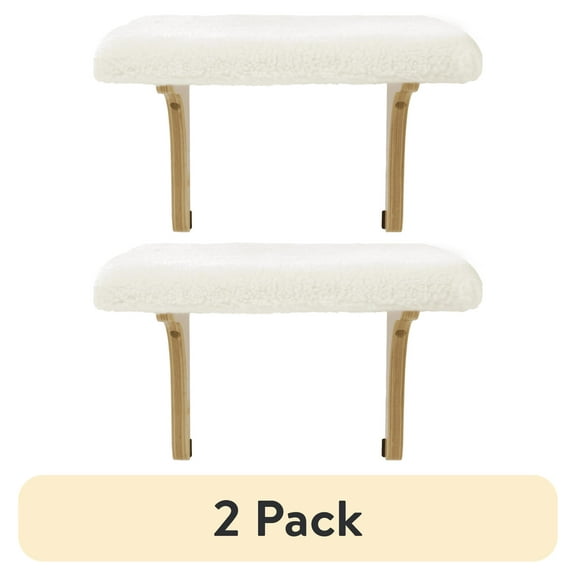 (2 pack) SmartyKat Paw Perch Padded Perch for Indoor Cats & Kittens Up to 15 Pounds, Easy Install, All Lifestages, Machine Washable Sherpa Cover, Cream