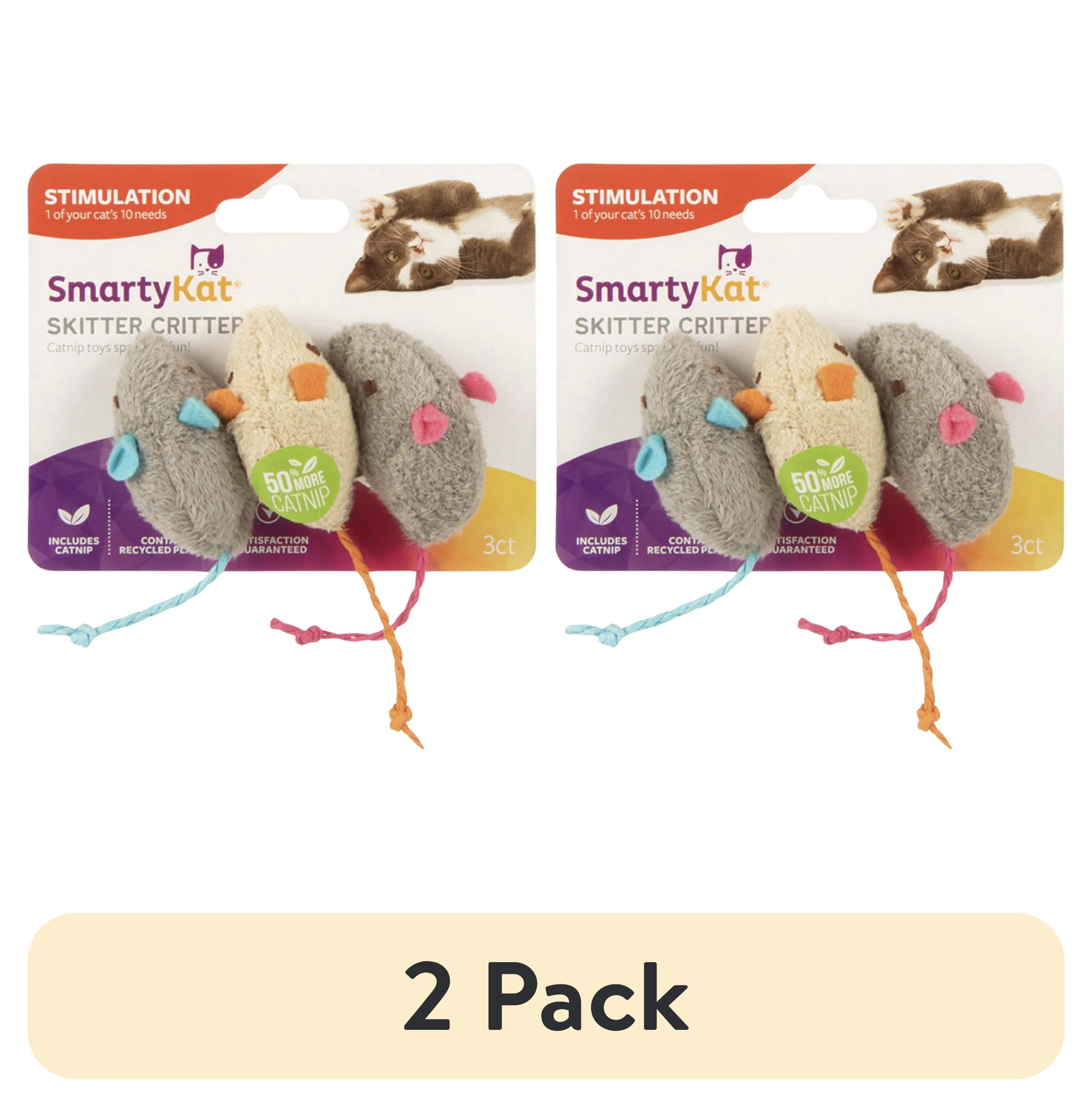 (2 pack) SmartyKat Skitter Critters Mice Catnip Cat Toys, 3 Count