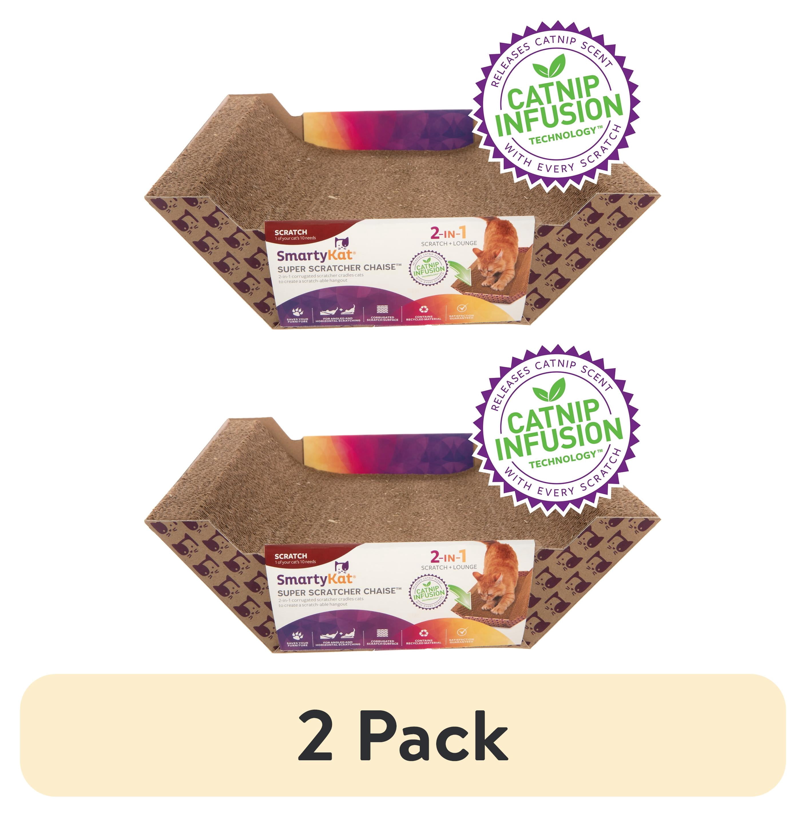 (2 pack) SmartyKat Super Scratcher Chaise, Catnip-Infused Corrugate Cat Scratcher & Lounge