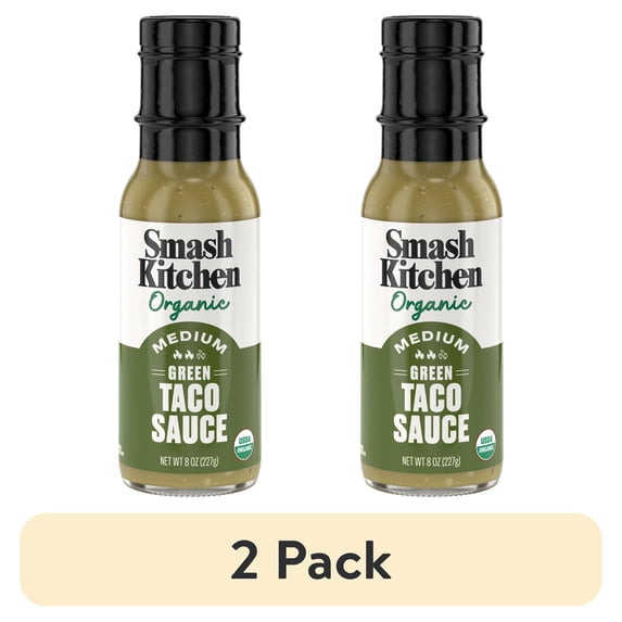 (2 pack) Smash Kitchen Organic Medium Green Taco Sauce, 8 oz