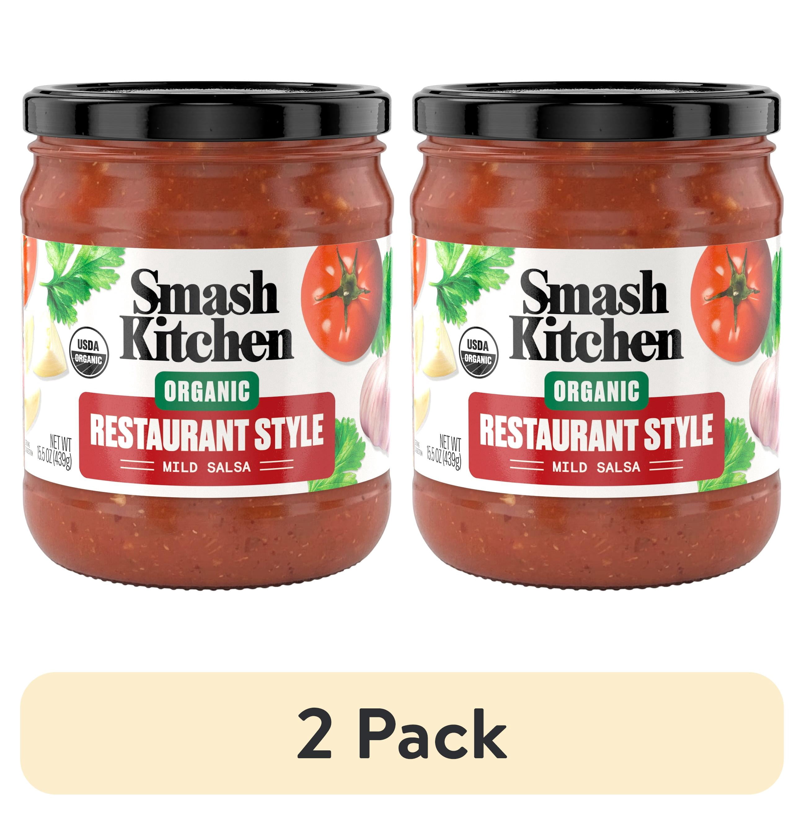 (2 pack) Smash Kitchen Organic Mild Restaurant Style Salsa Dip, 15.5 oz