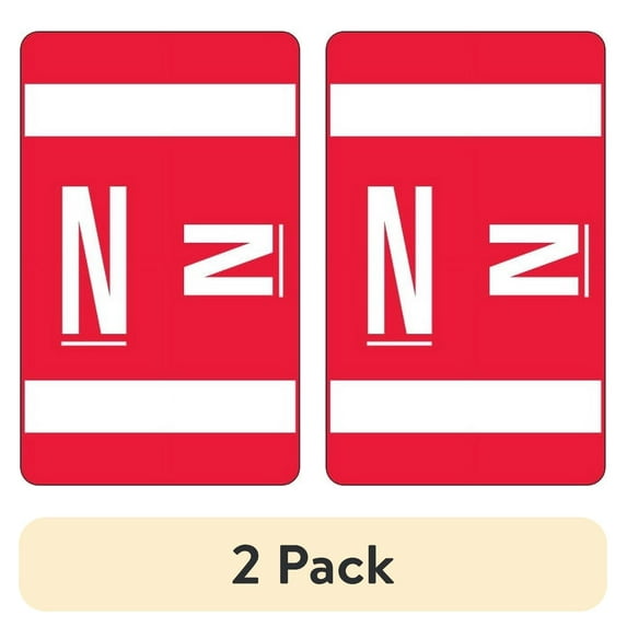 (2 pack) Smead AlphaZ ACCS Color-Coded Labels "N" - 1" x 1.63" Length - Red - 10 / Sheet - 100 / Pack