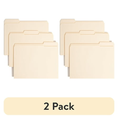 (2 pack) Smead® Manila Reinforced Tab Fastener Folders, Letter Size, 1/3 Cut, Pack Of 50