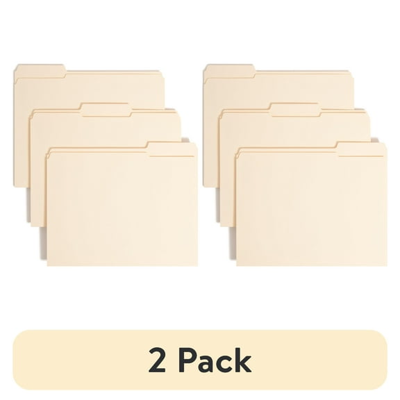 (2 pack) Smead® Manila Reinforced Tab Fastener Folders, Letter Size, 1/3 Cut, Pack Of 50