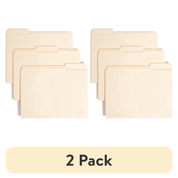 (2 pack) Smead® Manila Reinforced Tab Fastener Folders, Letter Size, 1/3 Cut, Pack Of 50