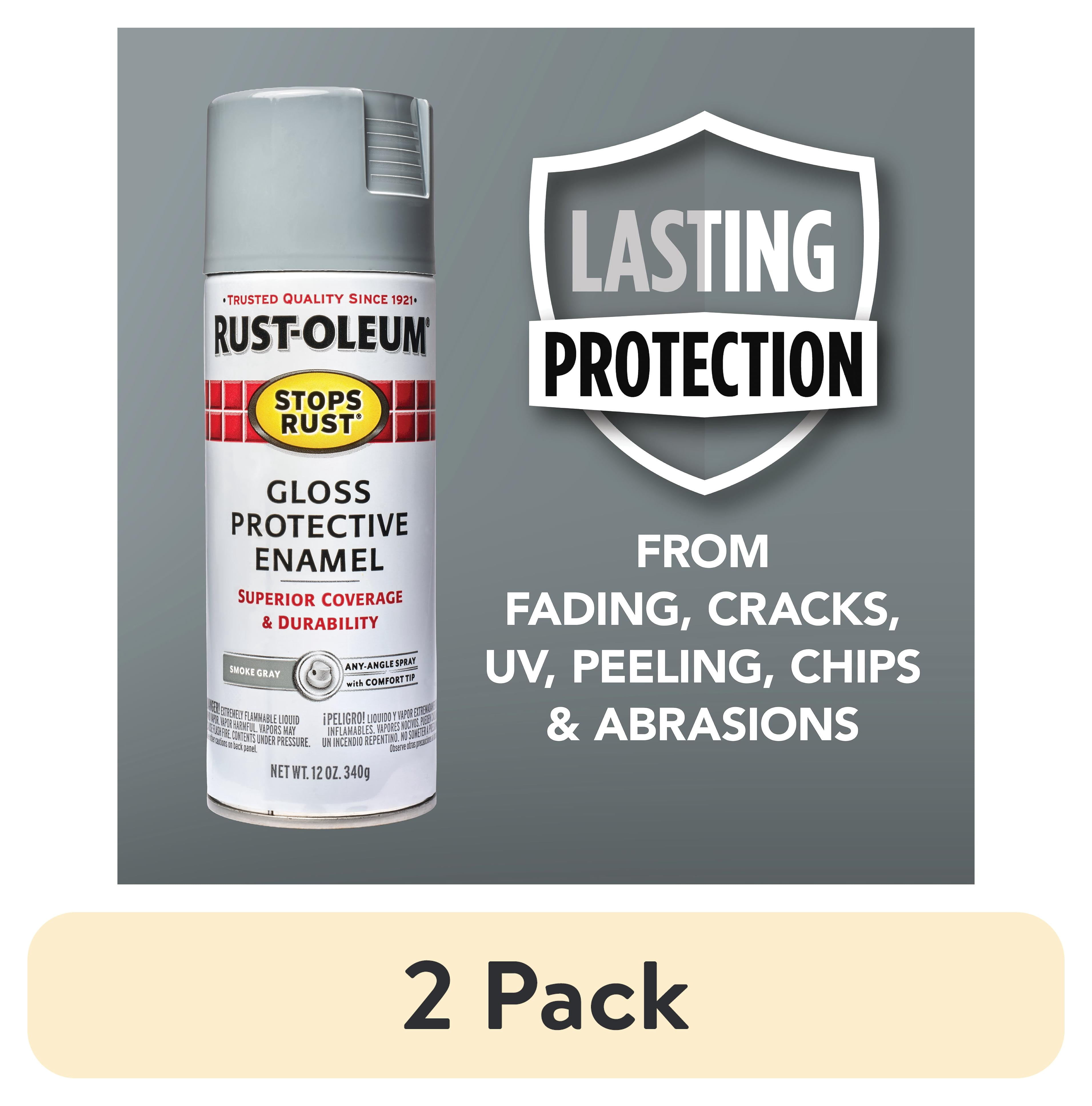 (2 pack) Smoke Gray, Rust-Oleum Stops Rust Protective Enamel Gloss Spray Paint-7786830, 12 oz