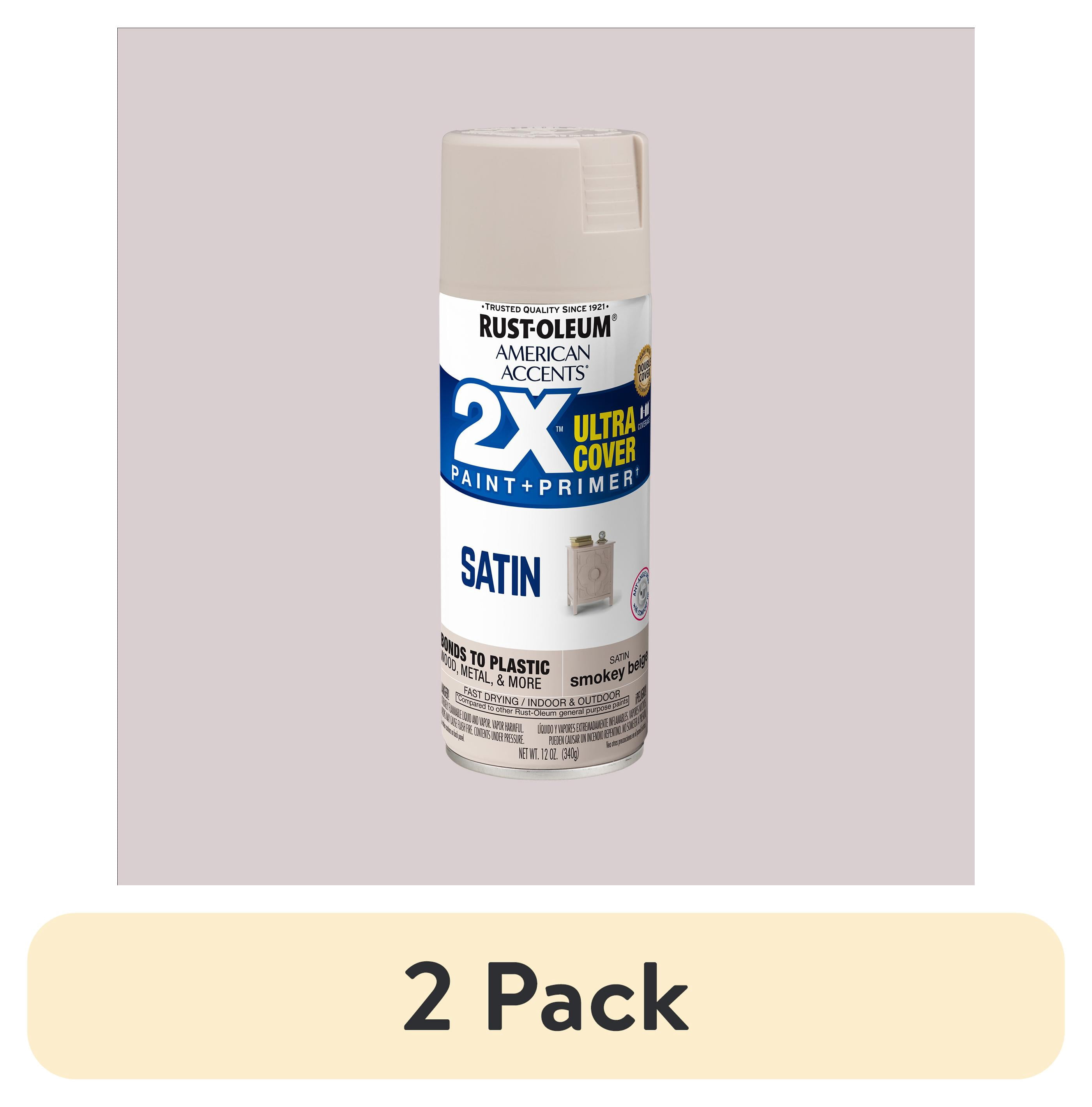 (2 pack) Smoky Beige, Rust-Oleum American Accents 2X Ultra Cover Satin Spray Paint-327934, 12 oz