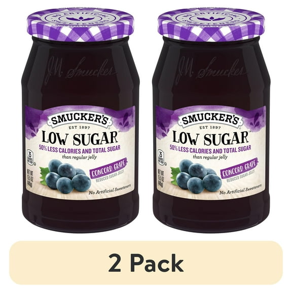 (2 pack) Smucker's Low Sugar Reduced Sugar Concord Grape Jelly, 15.5 Ounces